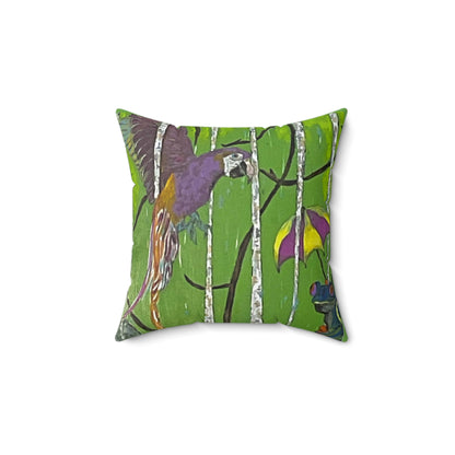 Candid Moment in the Rainforest - Faux Suede Square Pillow